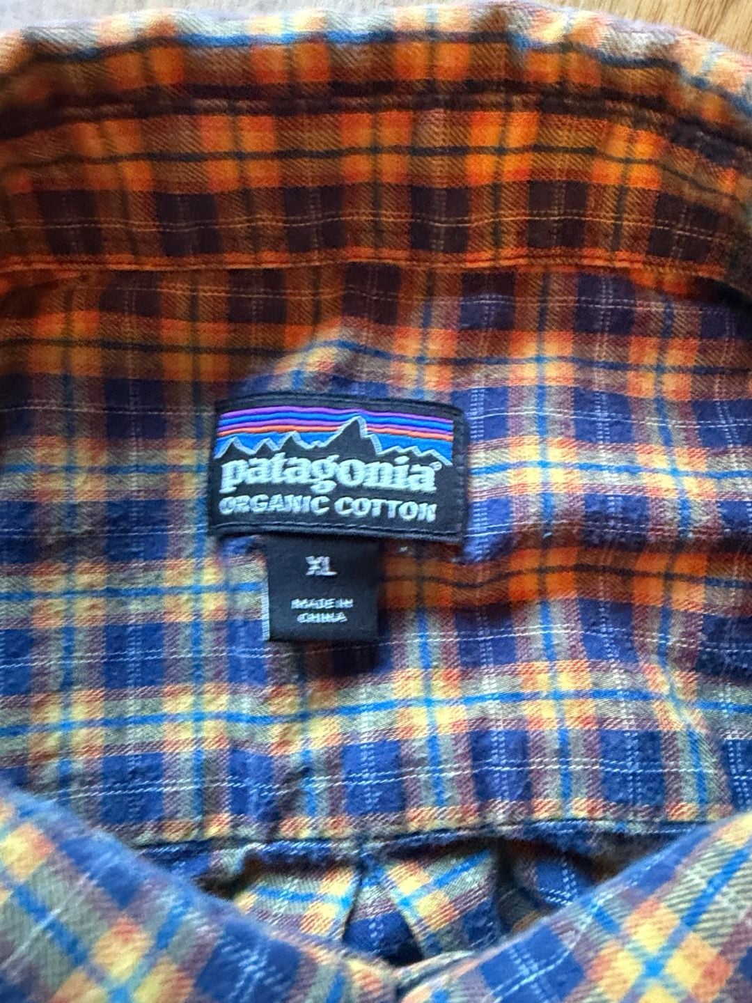 Patagonia Organic Cotton Plaid Shirt Size XL Blue Orange Long Sleeve 2