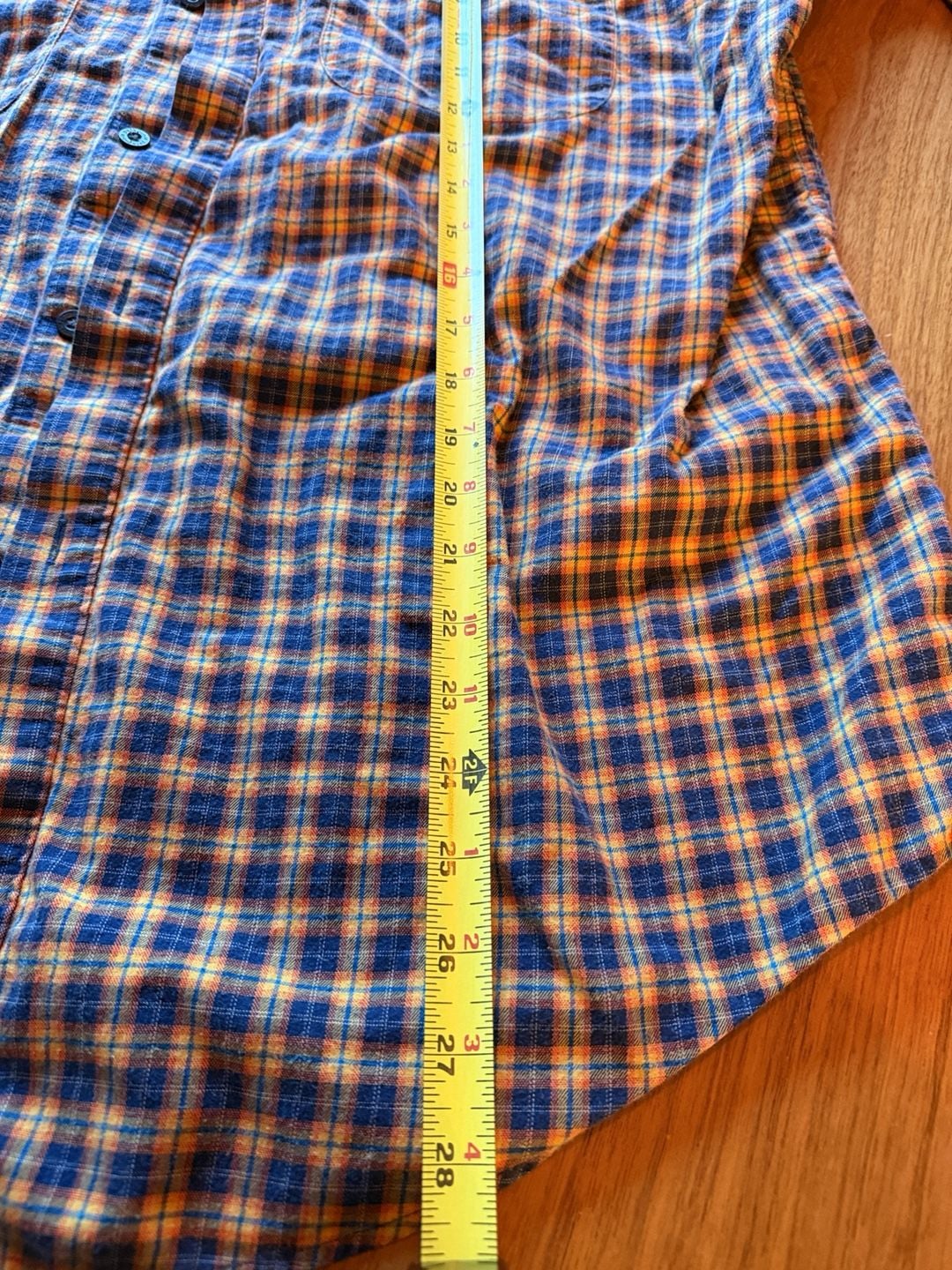 Patagonia Organic Cotton Plaid Shirt Size XL Blue Orange Long Sleeve 4