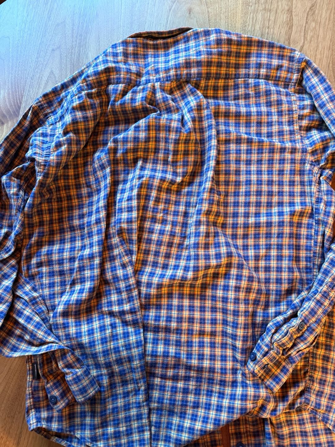 Patagonia Organic Cotton Plaid Shirt Size XL Blue Orange Long Sleeve 5