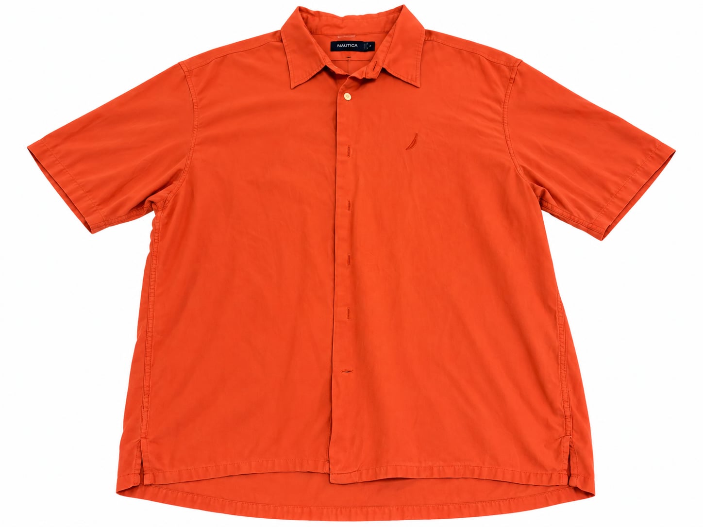 Nautica Short Sleeve Button Down Shirt Size XL Orange 2