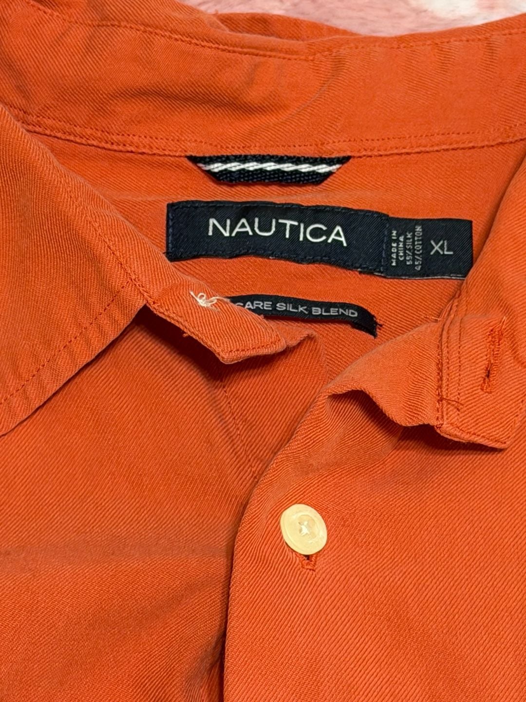 Nautica Short Sleeve Button Down Shirt Size XL Orange 6