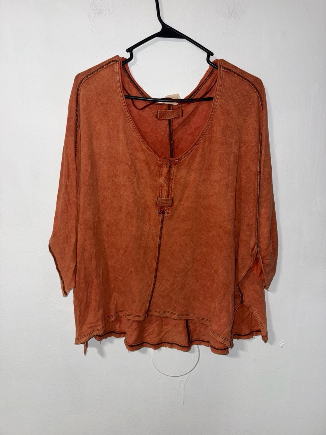 Free People Orange Thermal Henley Top 2