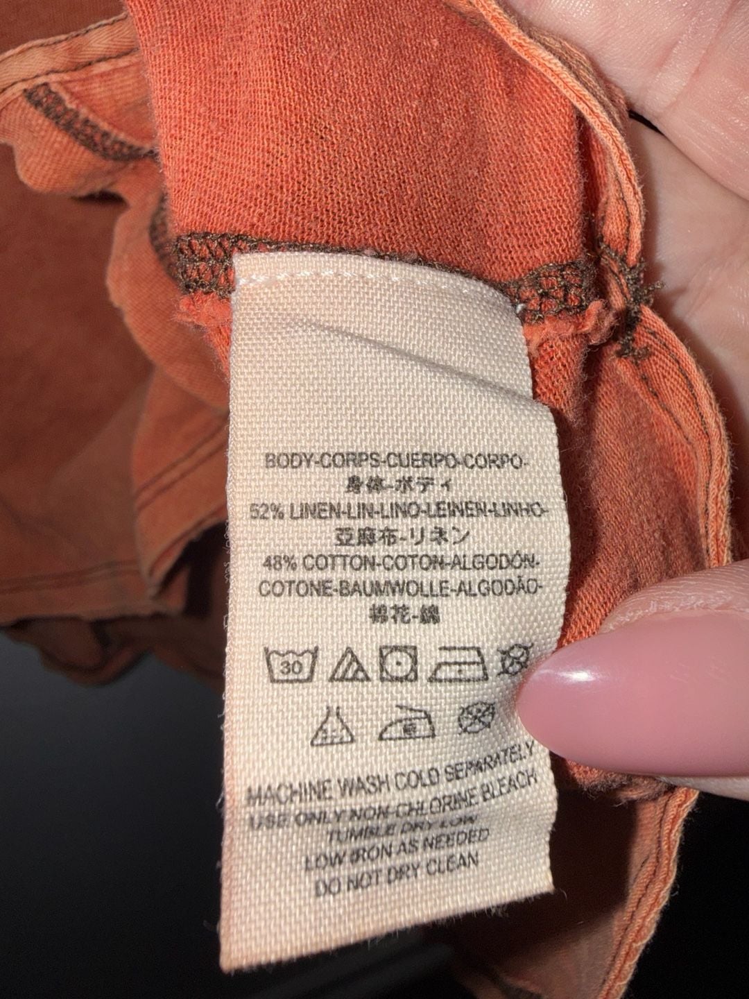 Free People Orange Thermal Henley Top 5