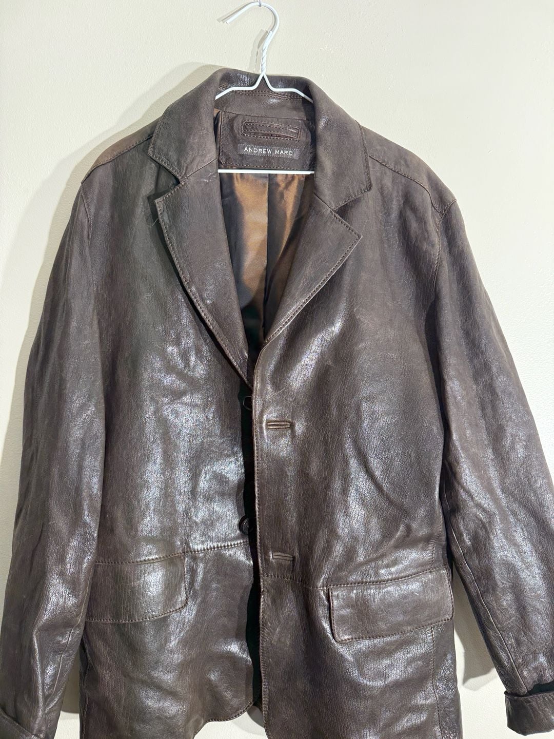 Andrew Marc Leather Blazer Jacket Brown 2