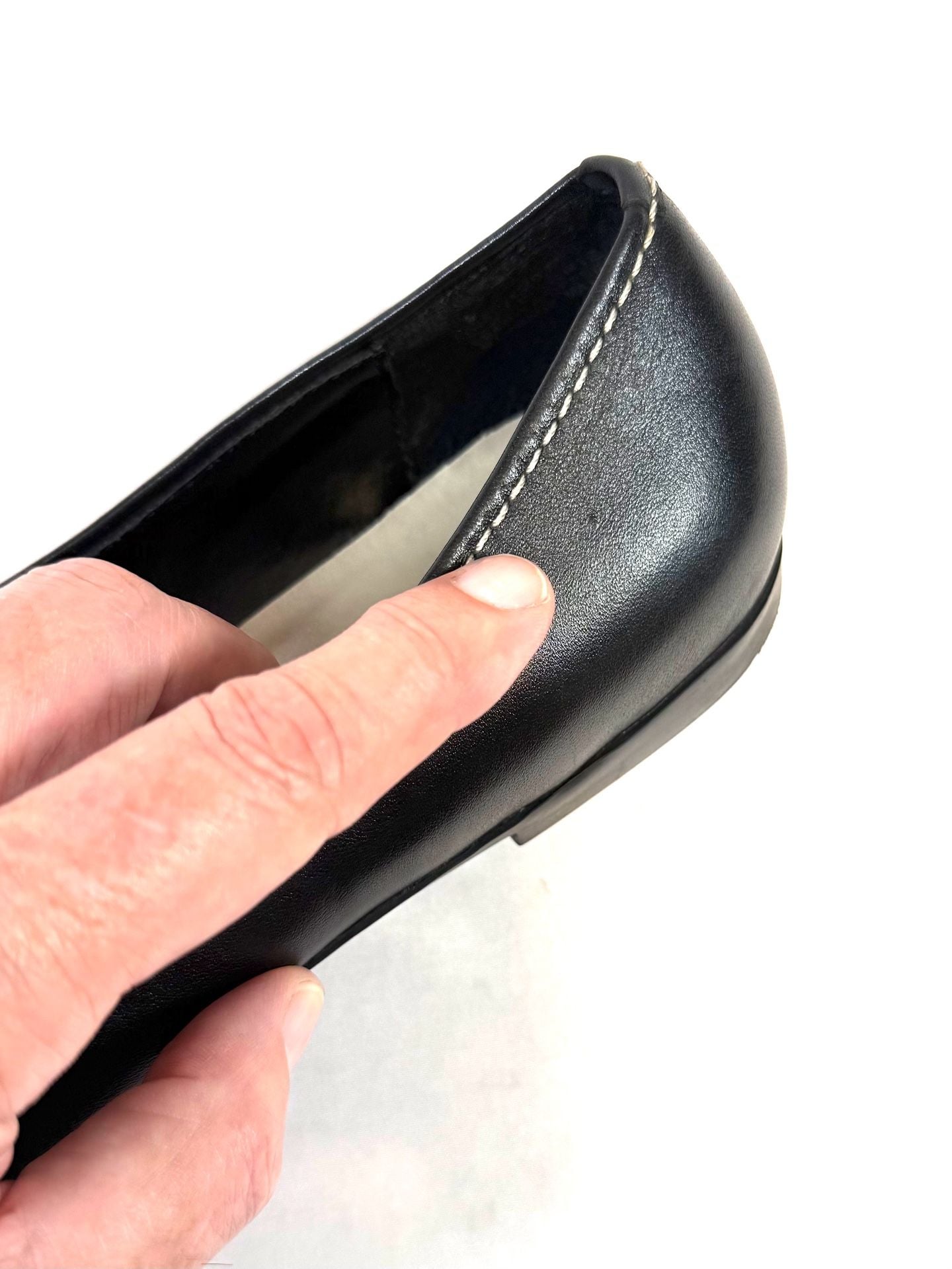 Maripé Women's Loafers Size 11 M Old Money Preppy Y2K Quiet Luxury Dark Academia Black Leather Silver Buckle Contrast Stitch Square Toe Slip On 7