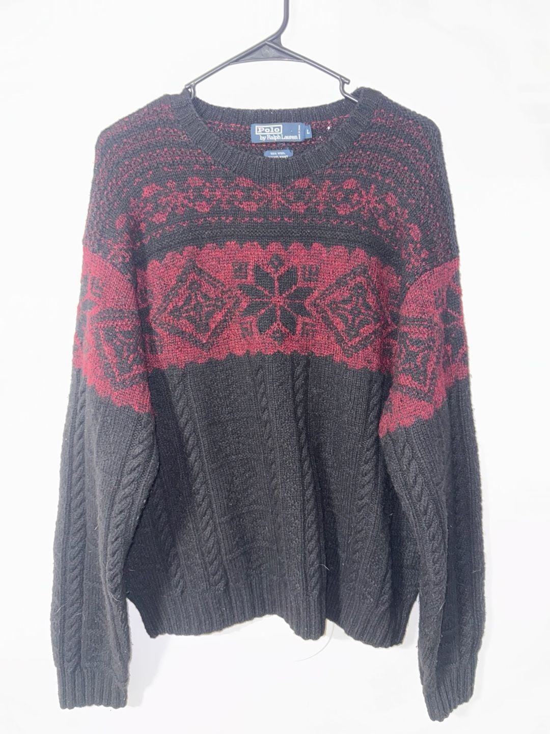 Polo By Ralph Lauren Hand Knit Wool Fair Isle Sweater Size L 2