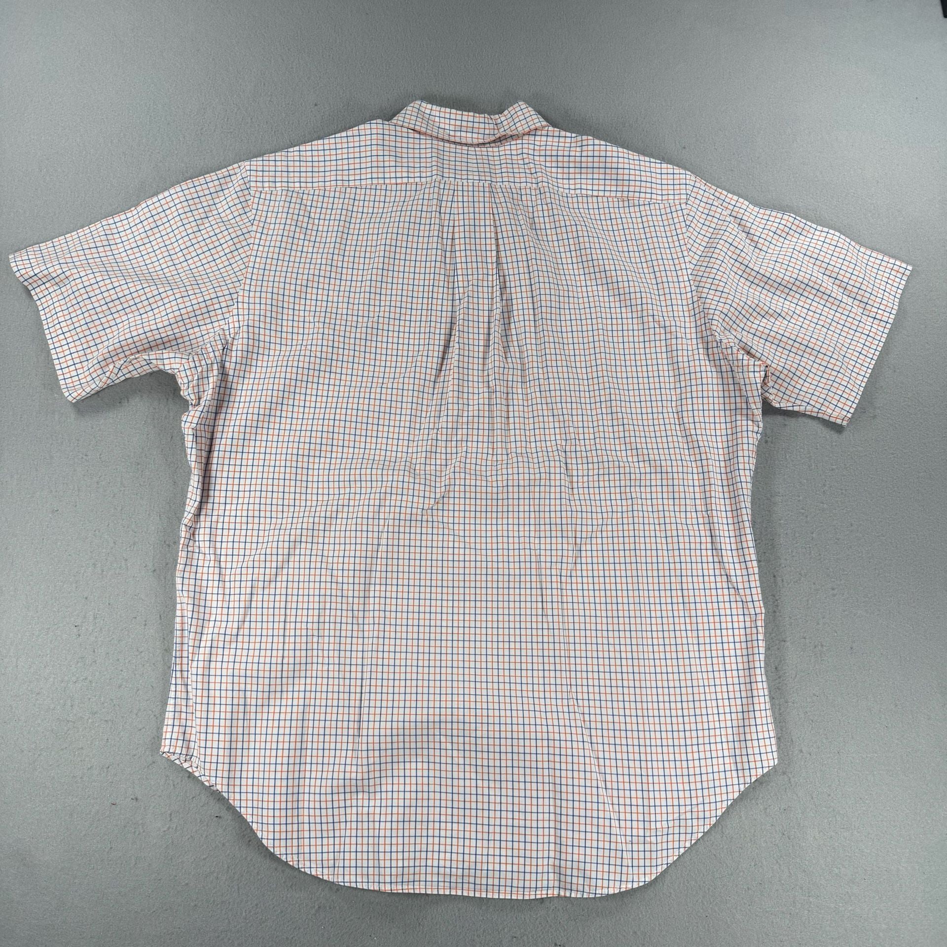 Ralph Lauren Classic Fit Short Sleeve Shirt Size L Plaid Orange Blue 8