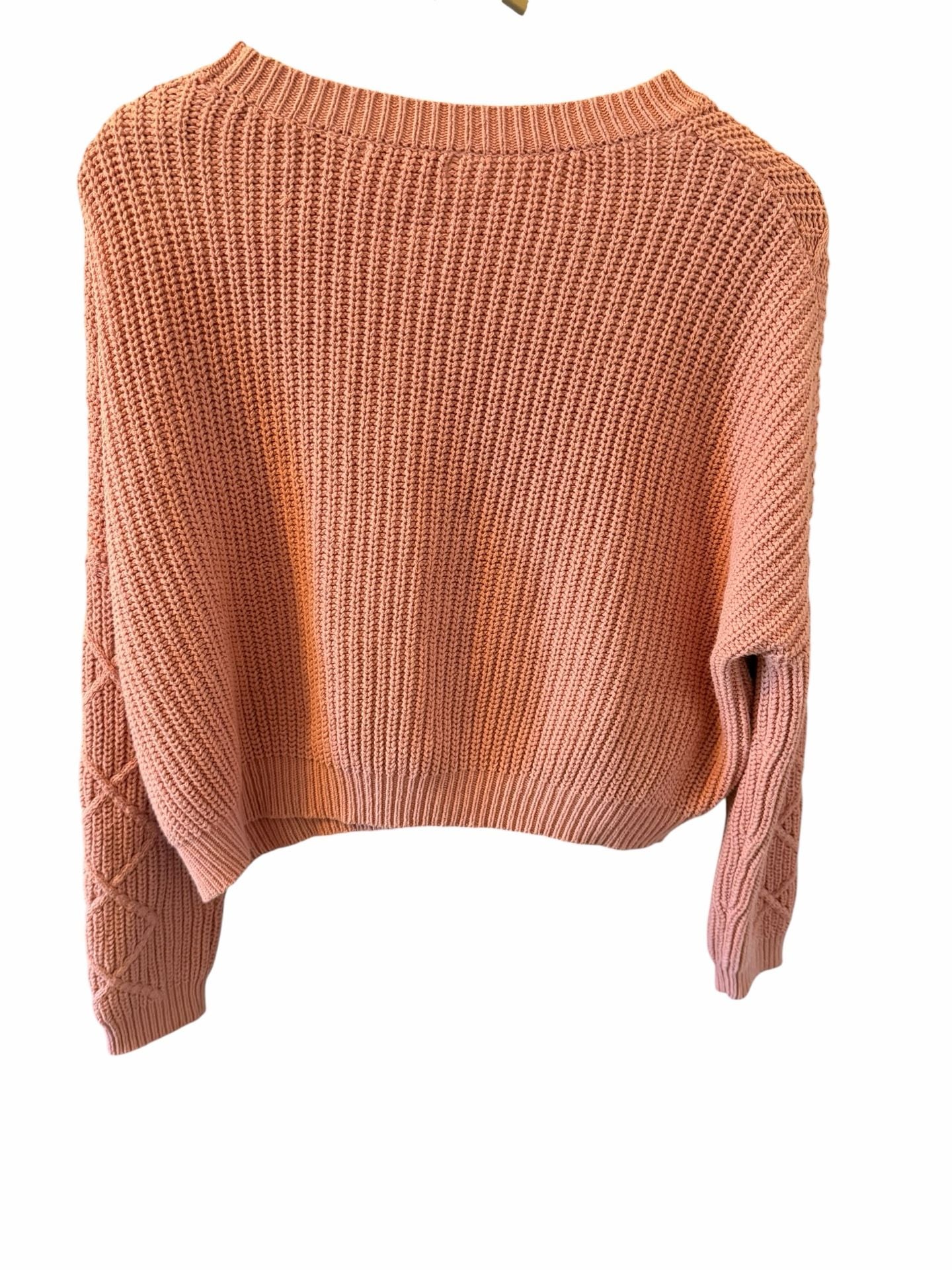 Fashion Nova Cable Knit Crop Sweater Size M Pink 3