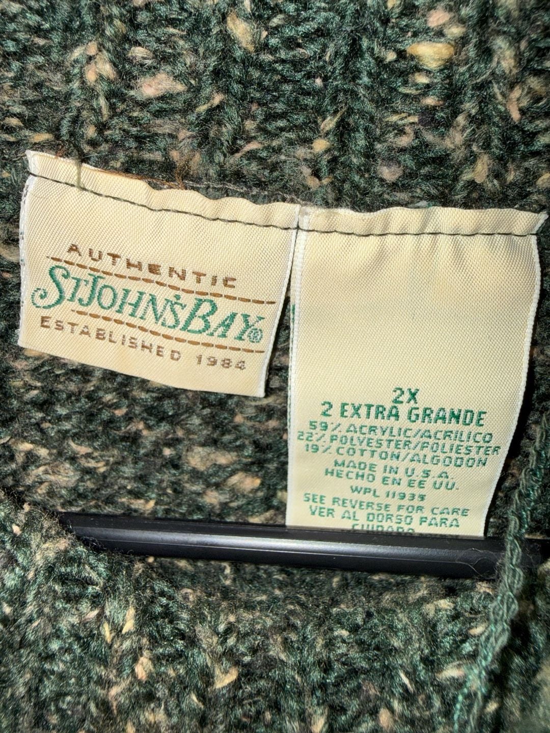 Vintage St. John's Bay Mock Neck Sweater 2X Green Speckled 4