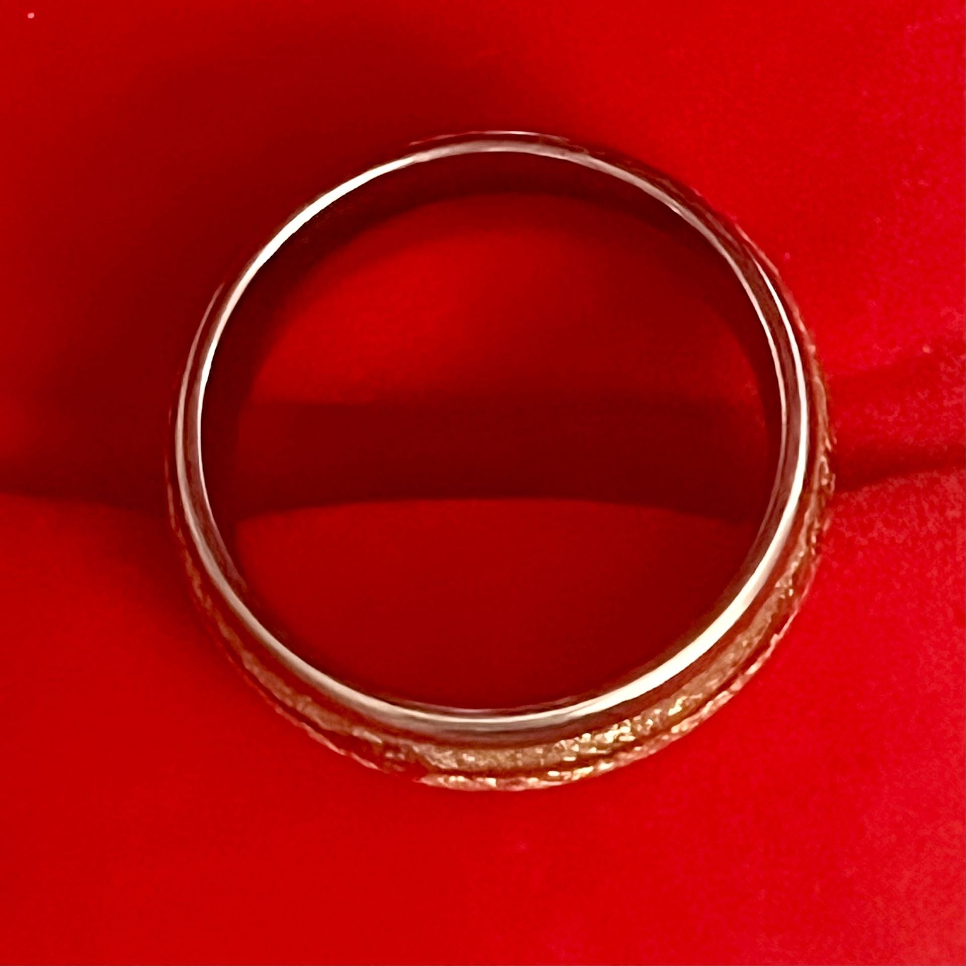 Tungsten Yellow Gold 8mm Ring with White Meteorite Inlay and Arrow Size 9 6