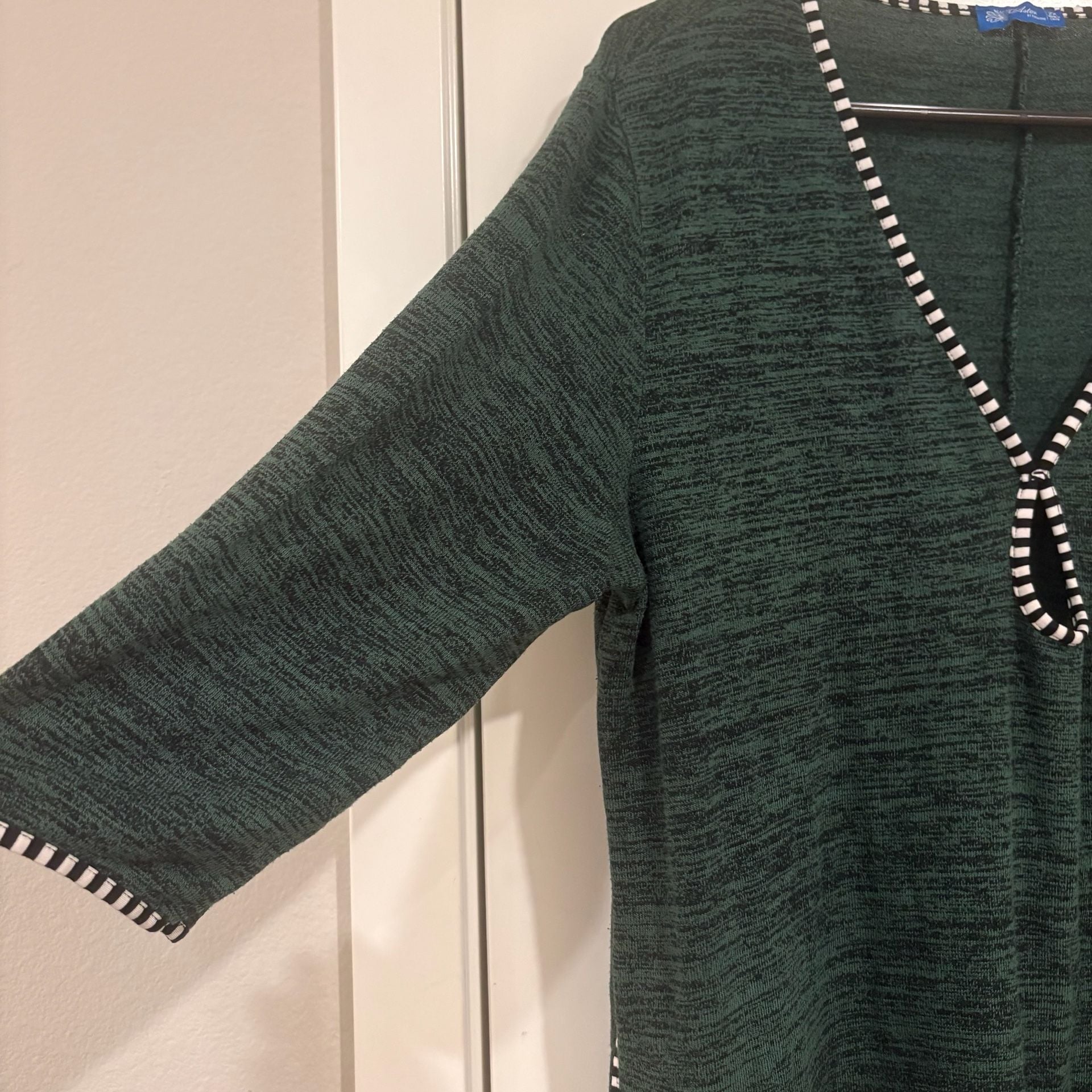 Artsy Lagenlook Forest Green Tunic 2X Oversized Asymmetrical Boho Top Pockets 4