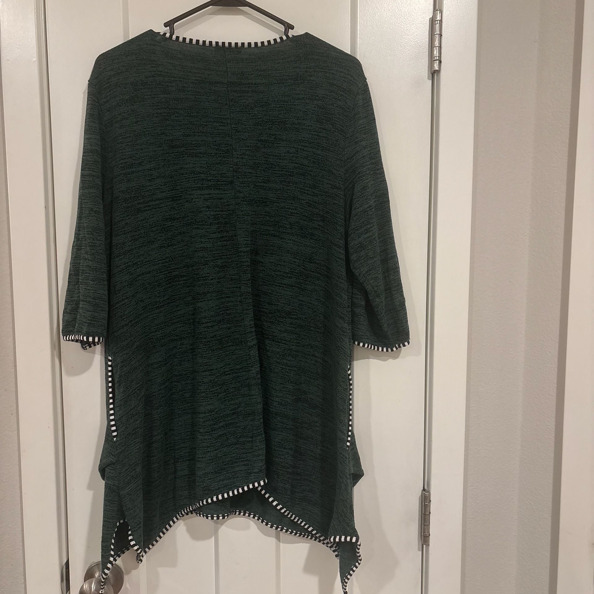 Artsy Lagenlook Forest Green Tunic 2X Oversized Asymmetrical Boho Top Pockets 6