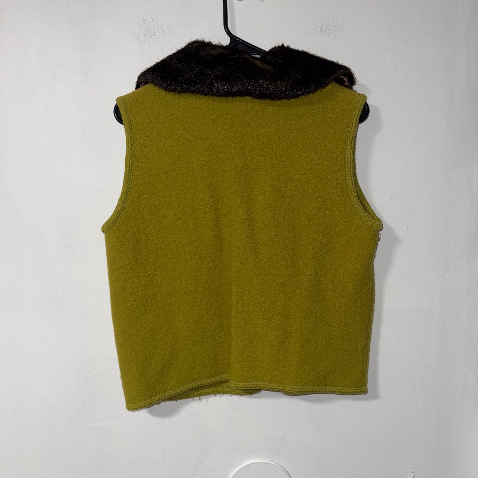 Tally-Ho Wool Faux Fur Collar Zip Vest Size L 3
