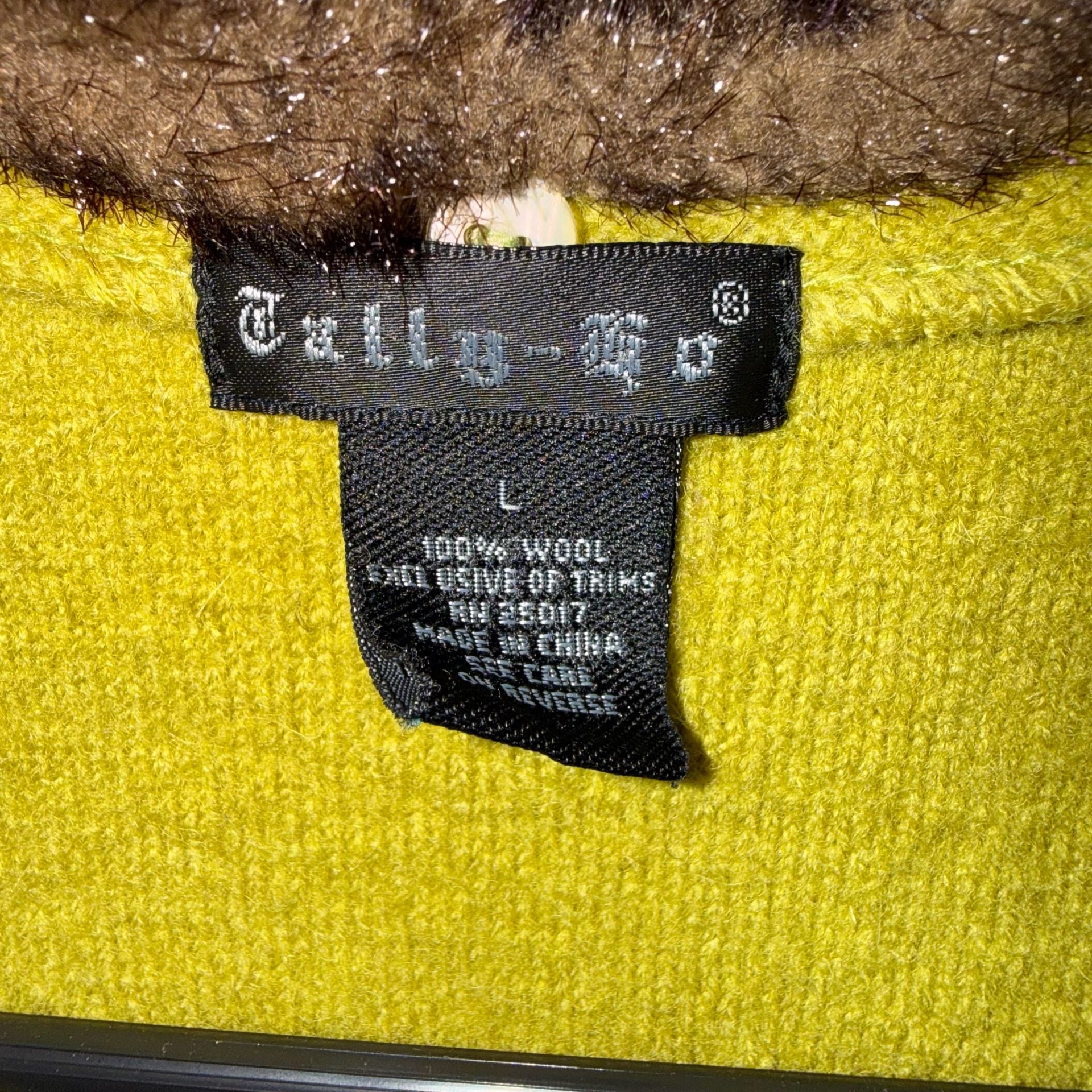 Tally-Ho Wool Faux Fur Collar Zip Vest Size L 4