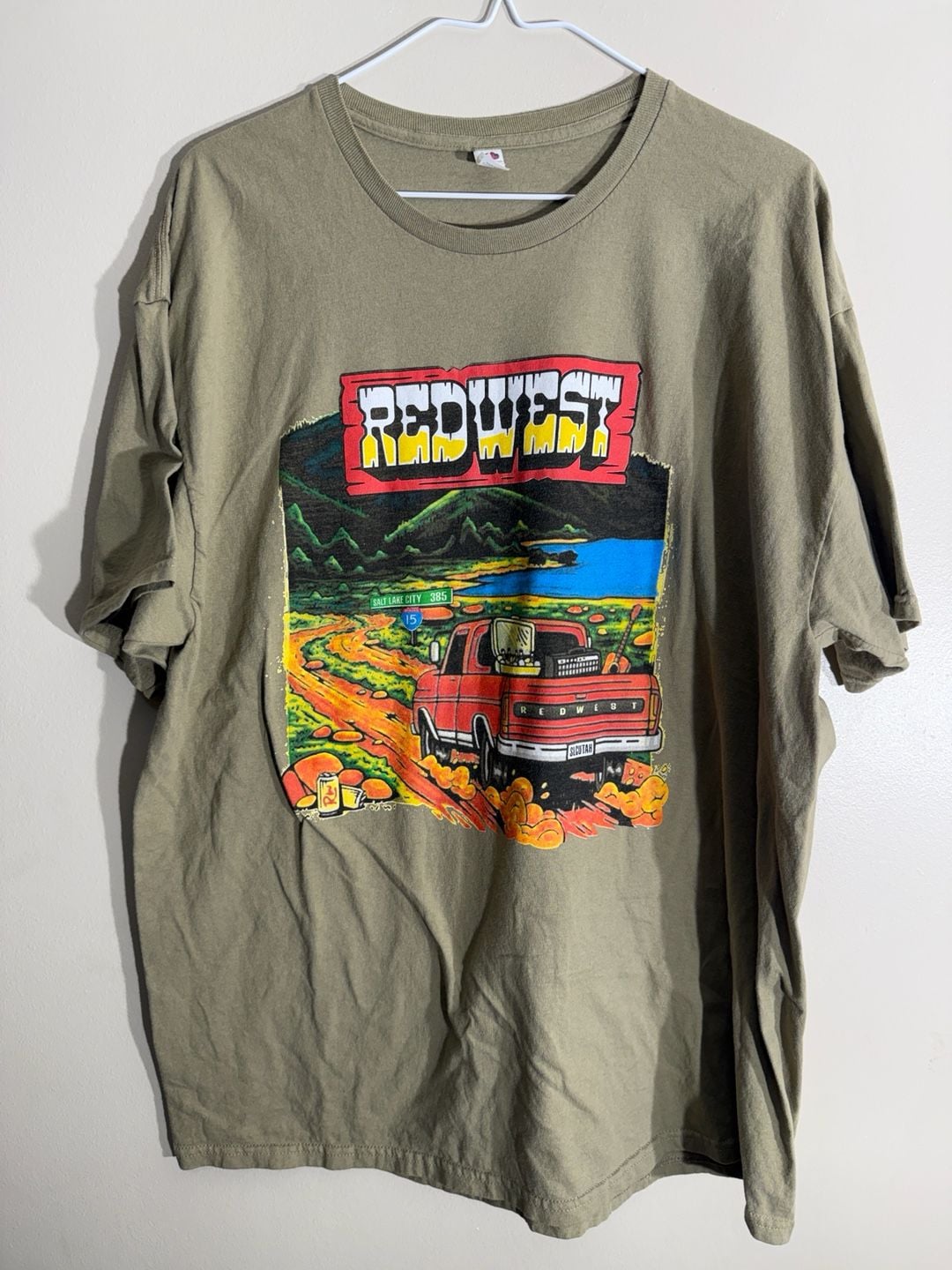 Red West Graphic T-Shirt Olive Green 2