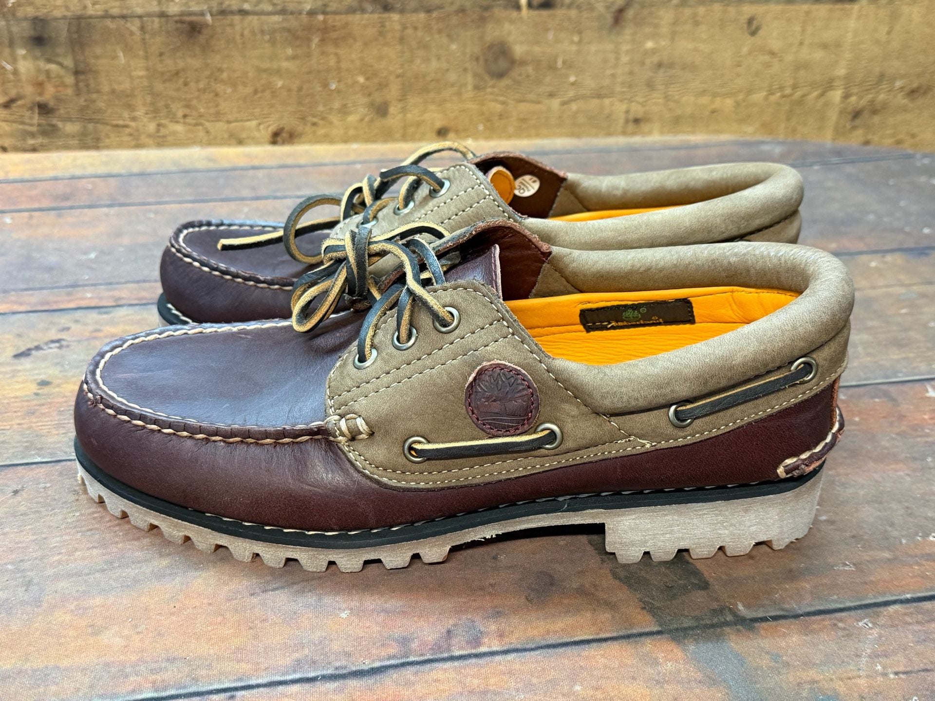 Timberland Authentics 3-Eye Classic Lug Size 8.5 Brown Boat Shoes 4