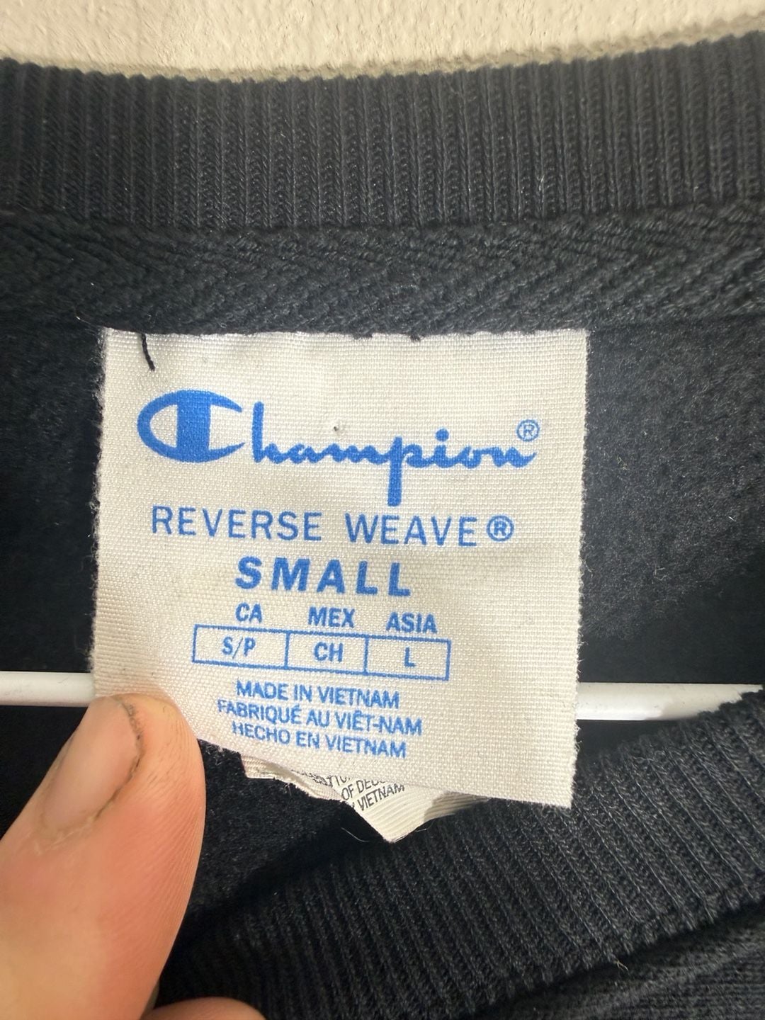 Champion Reverse Weave Sweatshirt Size Small Black All Over Script Logo 3