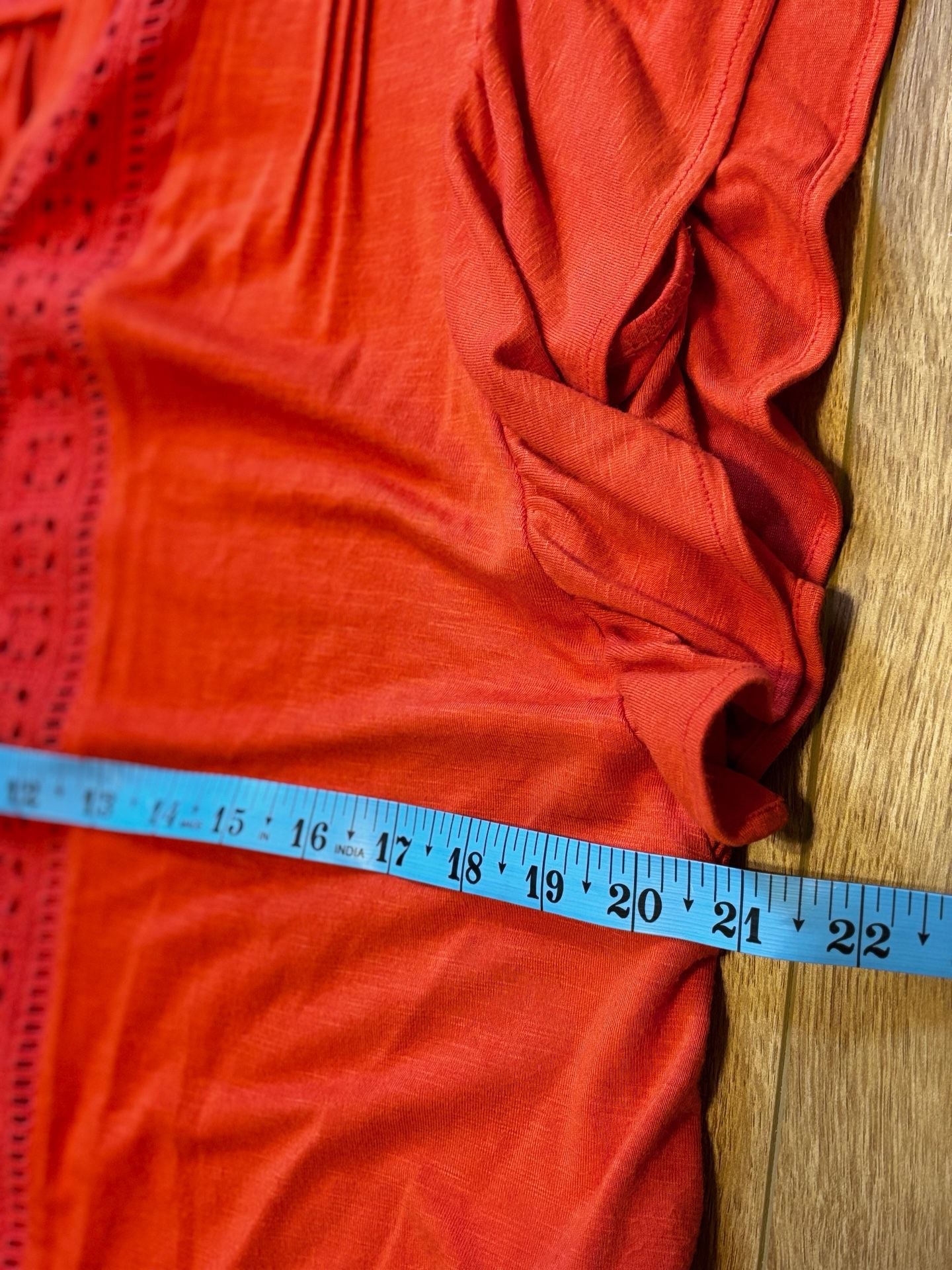 Maeve Red Lace Trim Button Front Top Size Large 7