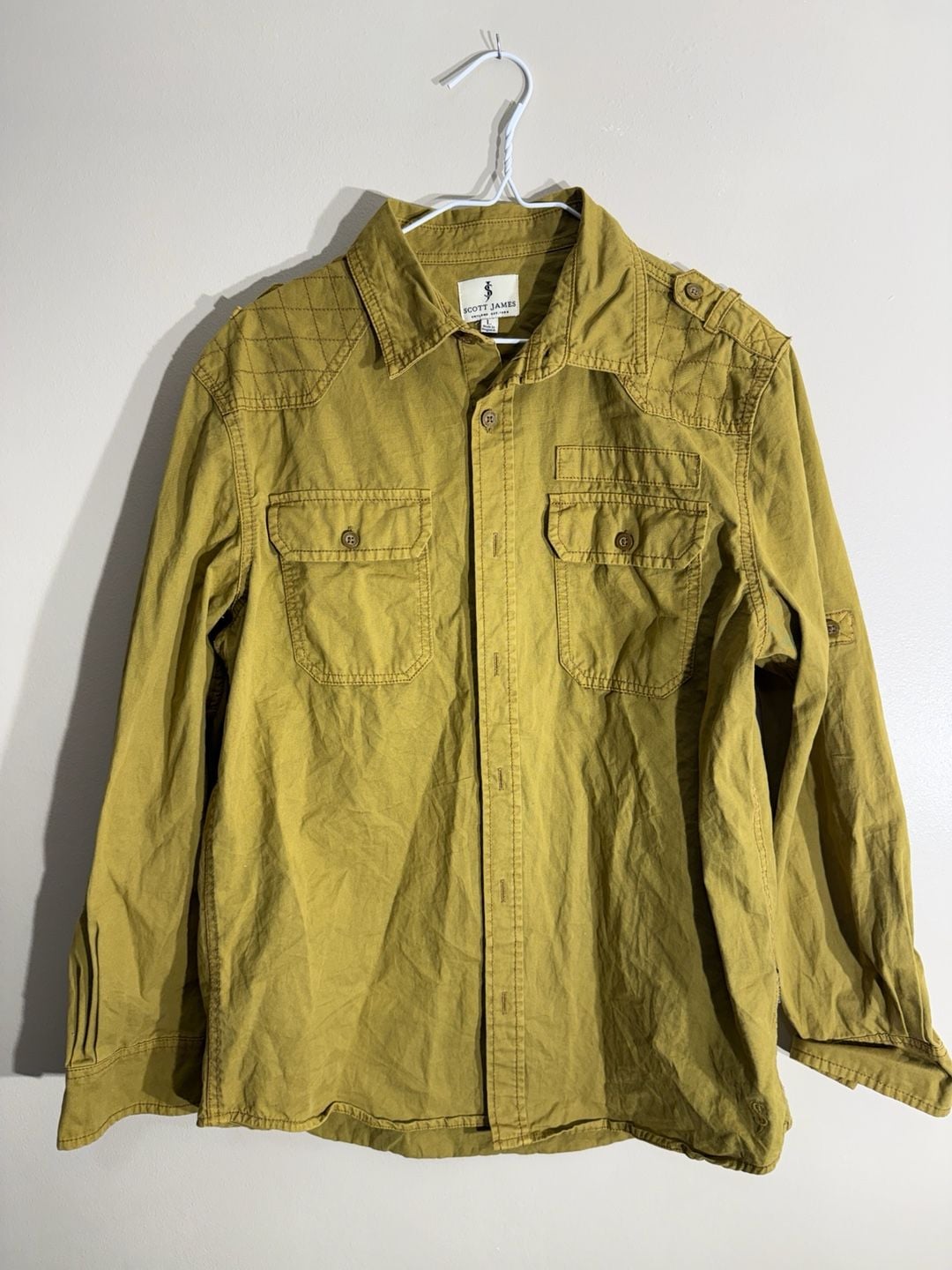 Scott James Long Sleeve Button Down Shirt Size L Mustard Yellow 2