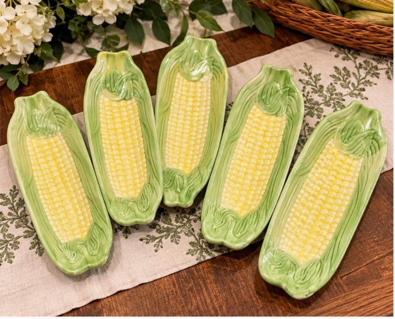 Ceramic Corn on the Cob Dishes Set of 5 1