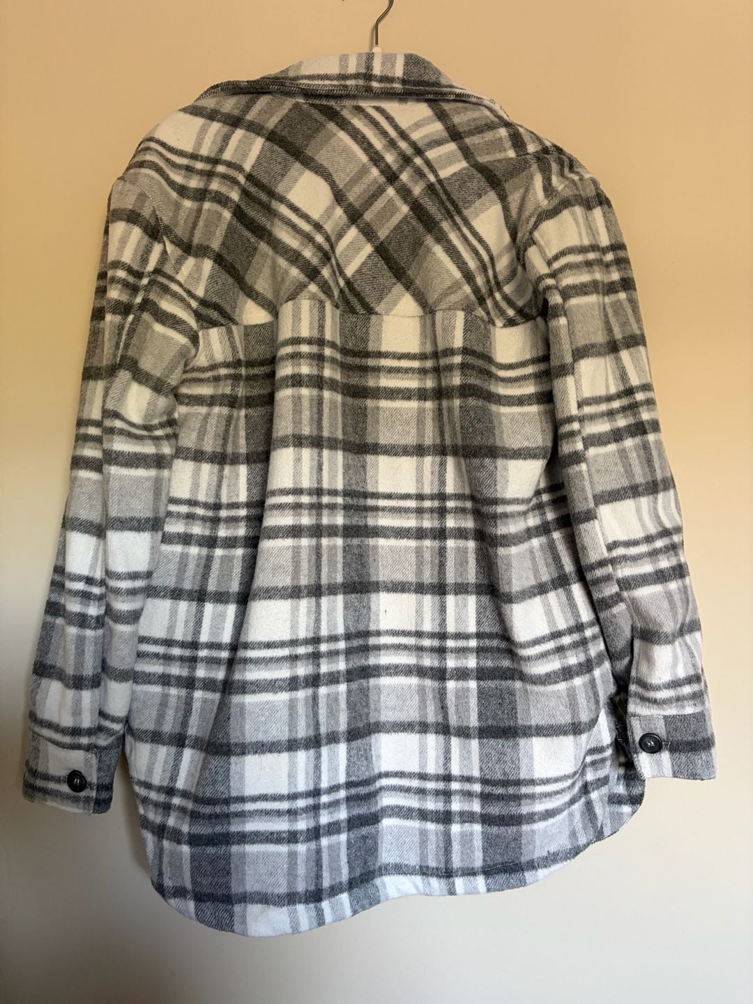 Thread & Supply Plaid Button Up Shirt Jacket Size S Gray White 4