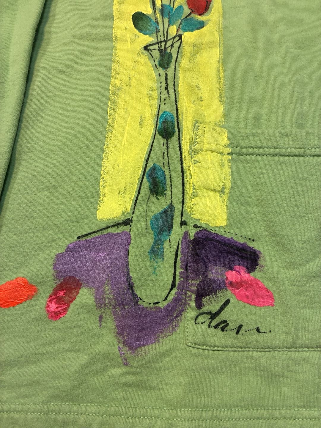 Two Lips Originals Sweatshirt Size S Green Floral Art Print 4