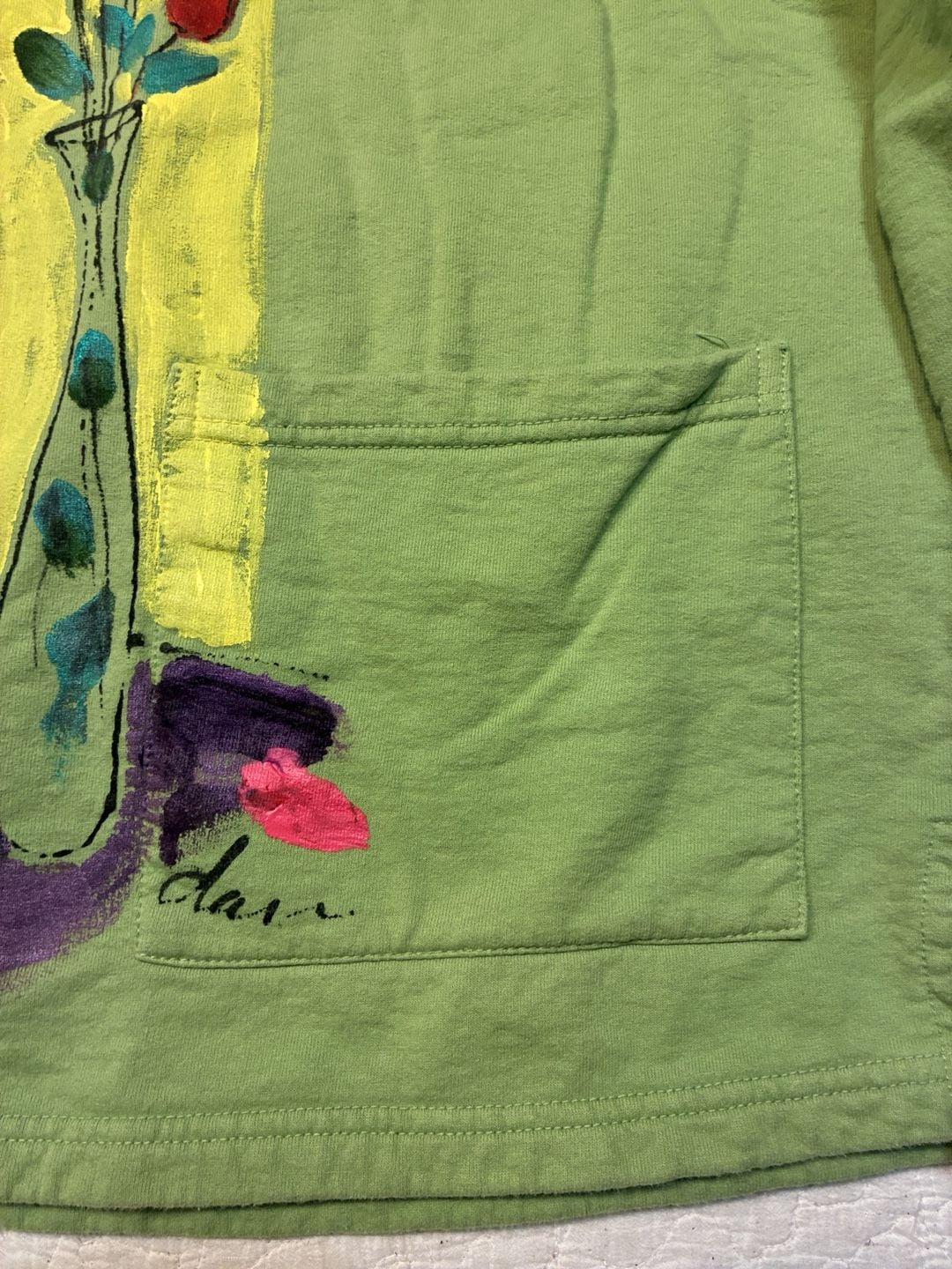 Two Lips Originals Sweatshirt Size S Green Floral Art Print 8