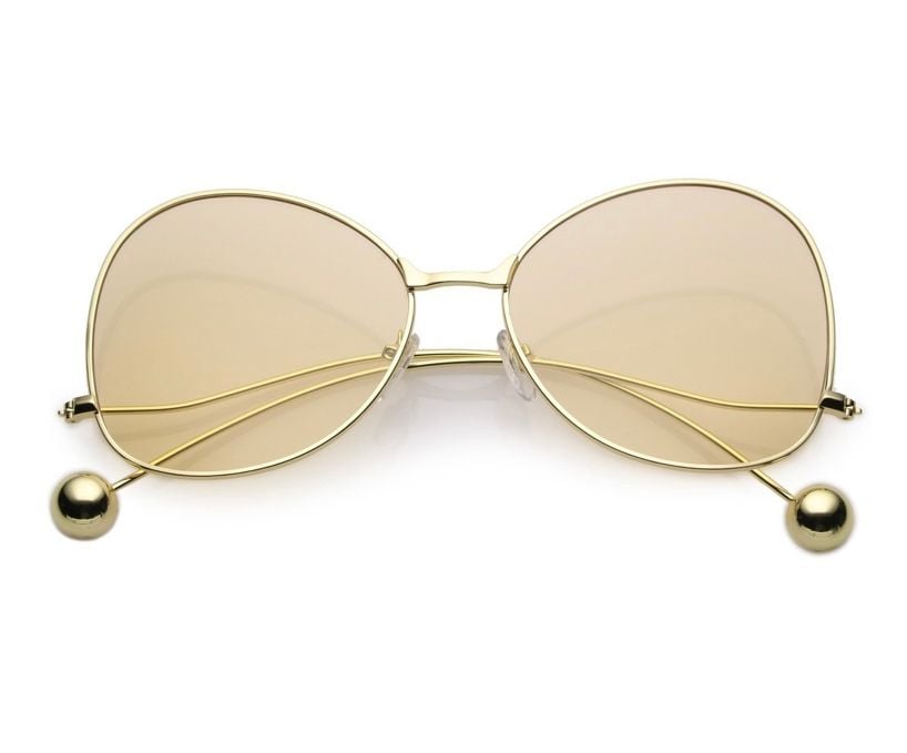 Gold Tone Metal Frame Tan/Peach Lens Sunglasses 9
