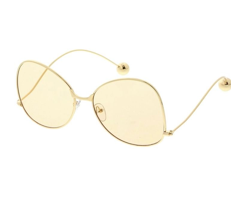 Gold Tone Metal Frame Tan/Peach Lens Sunglasses 10