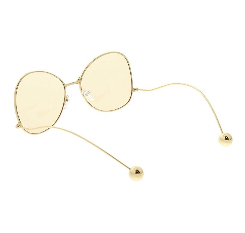 Gold Tone Metal Frame Tan/Peach Lens Sunglasses 12