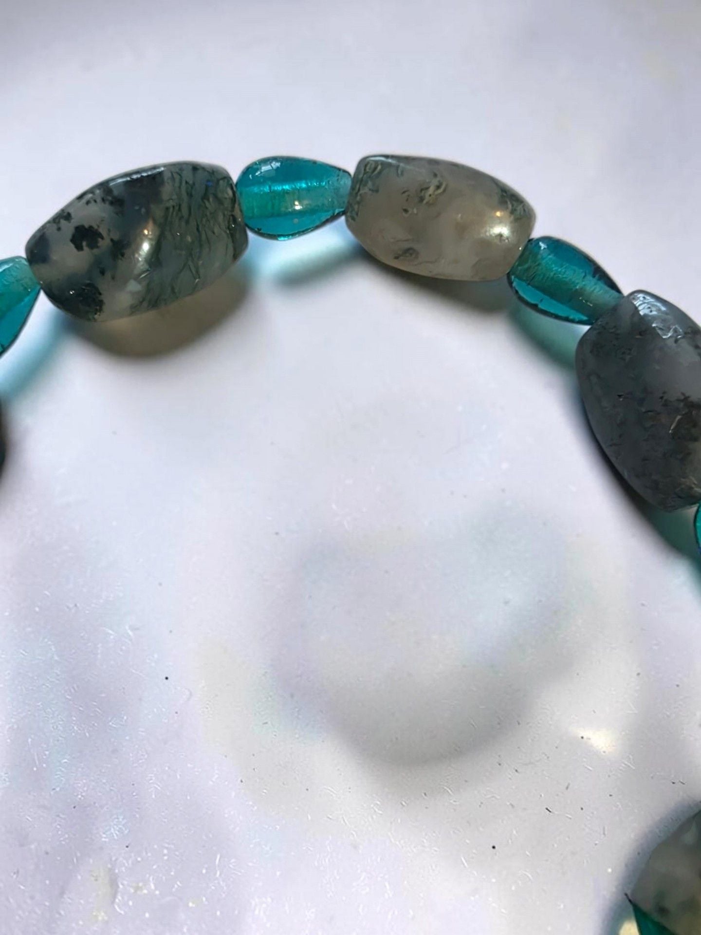 Artisan Beaded Spiral Pendant Bracelet Blue Turquoise 7