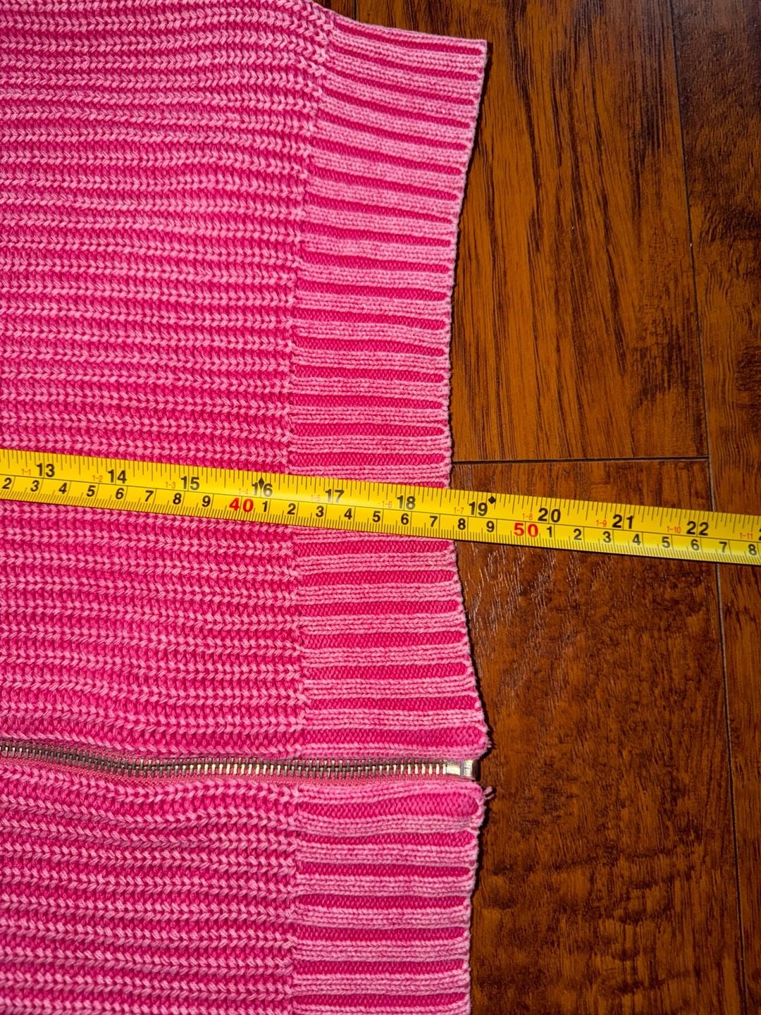Aerie Zip Up Knit Hoodie Pink Cotton Blend Oversized Sweater 5