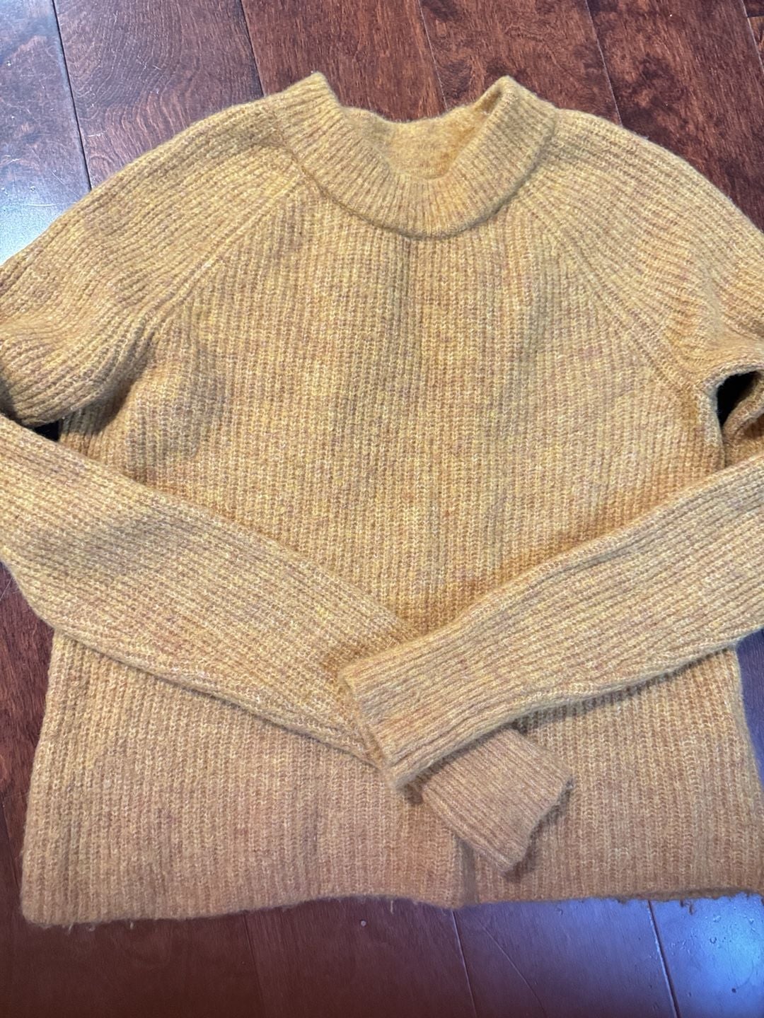 Banana Republic Ribbed Wool Blend Crewneck Sweater Size S Mustard Yellow 2