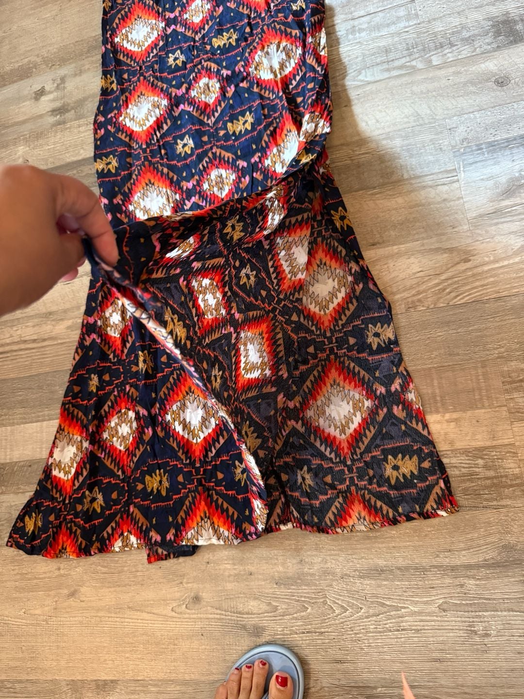 Chelsea & Theodore Maxi Dress Aztec Print Spaghetti Strap Boho size S 4