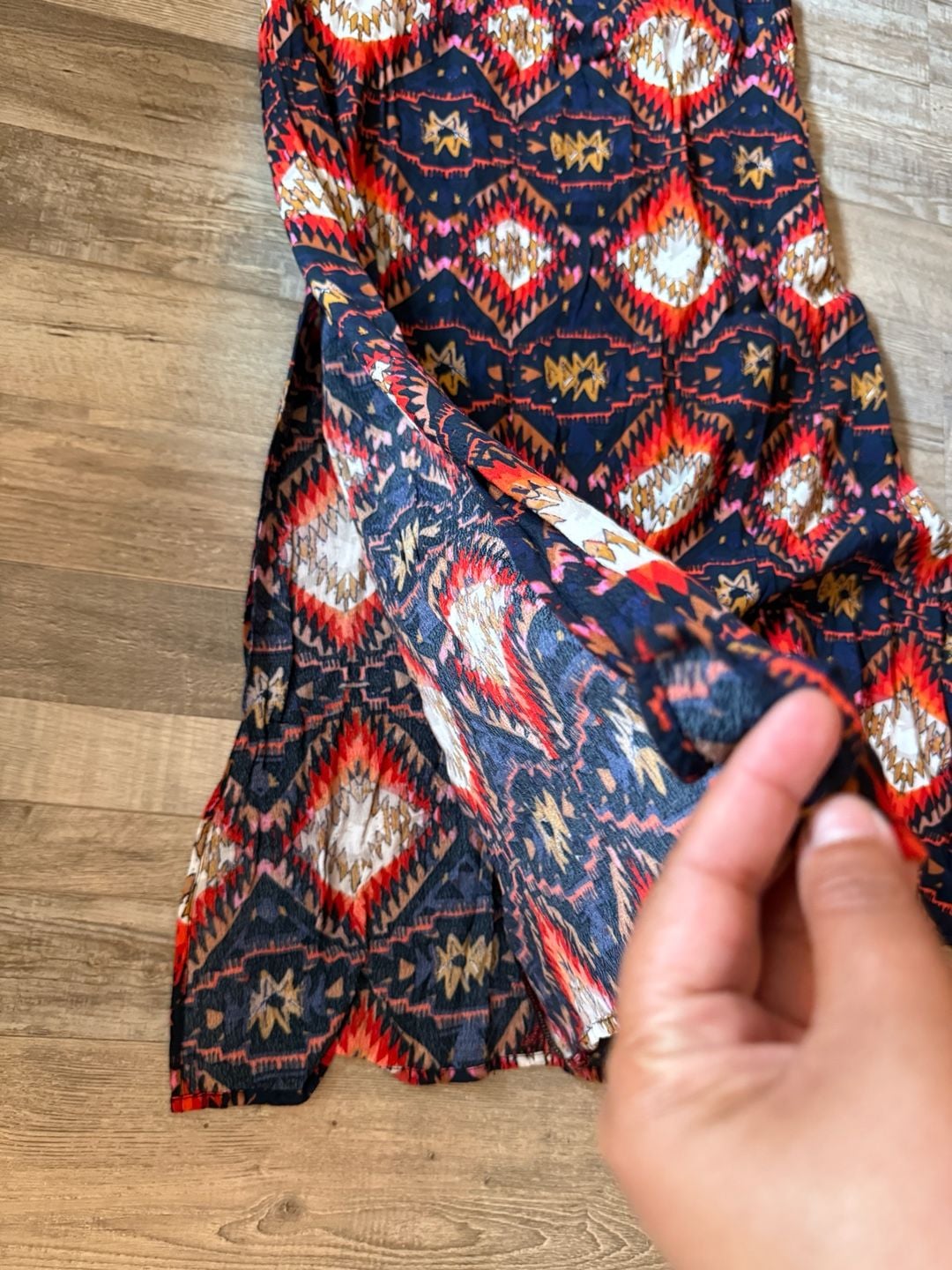 Chelsea & Theodore Maxi Dress Aztec Print Spaghetti Strap Boho size S 5