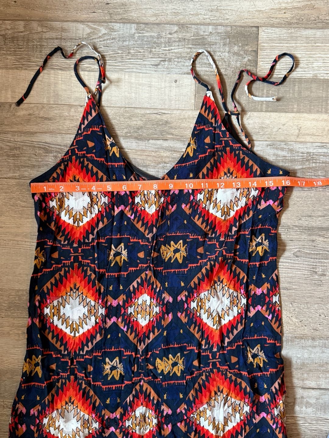 Chelsea & Theodore Maxi Dress Aztec Print Spaghetti Strap Boho size S 7