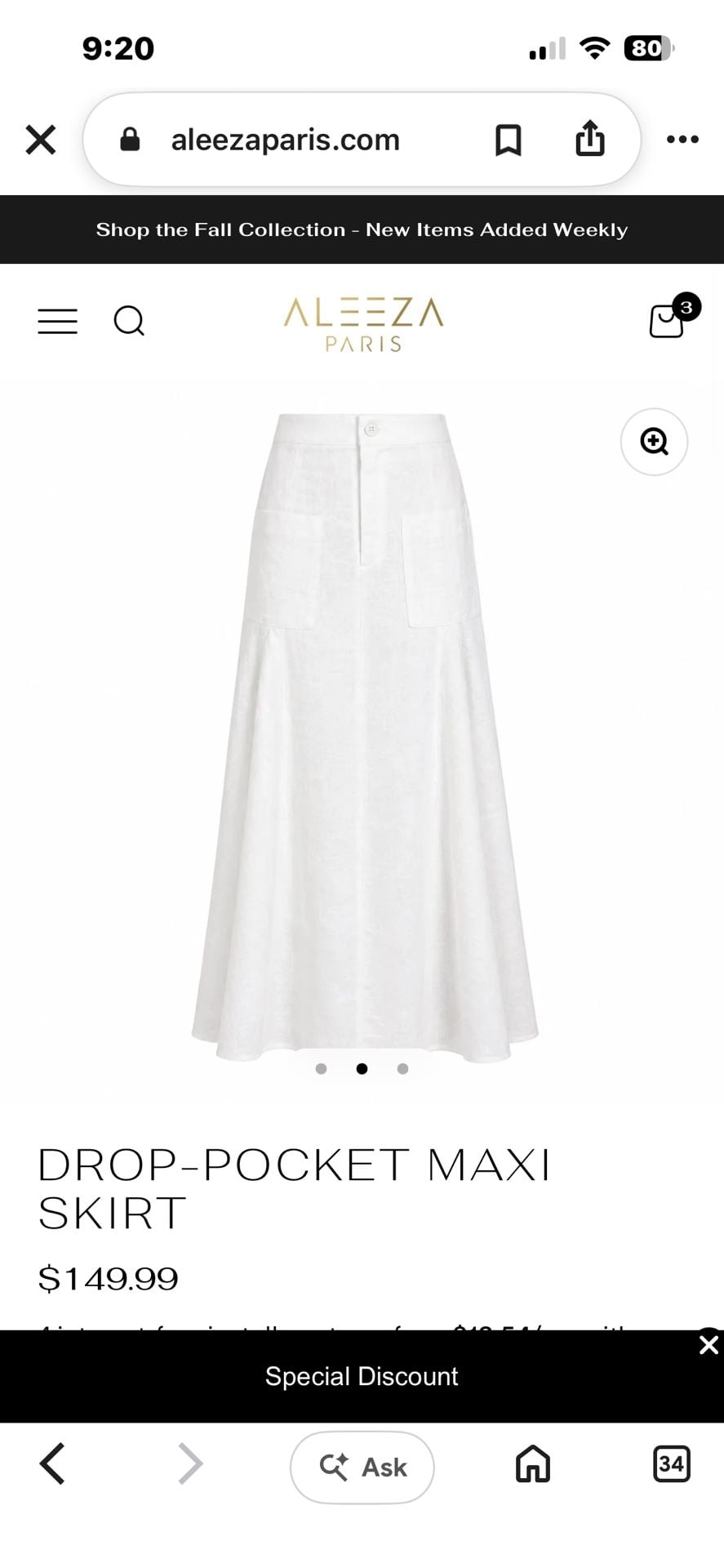 Aleeza Paris White Maxi Skirt Size XL 5
