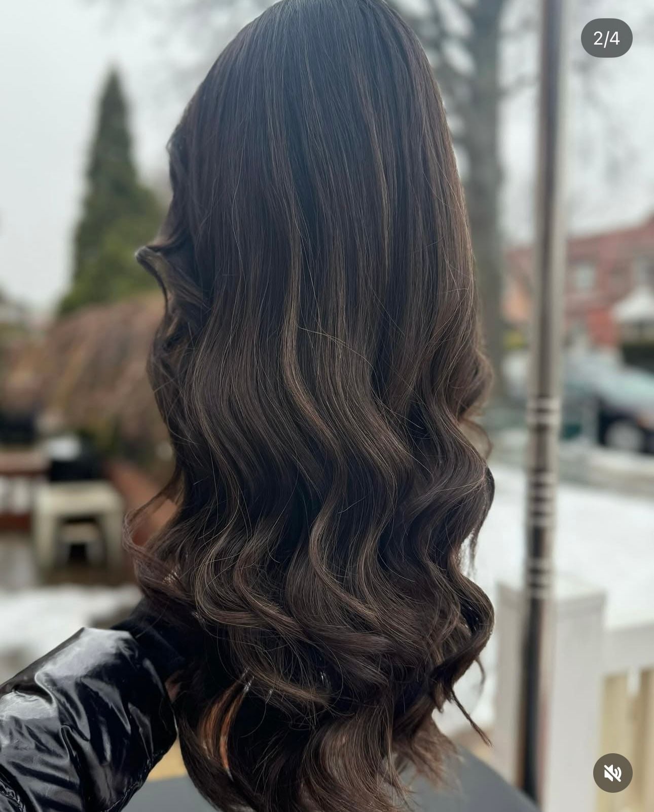 Human Hair Lace Front Wig Dark Brown Highlighted Wavy 4