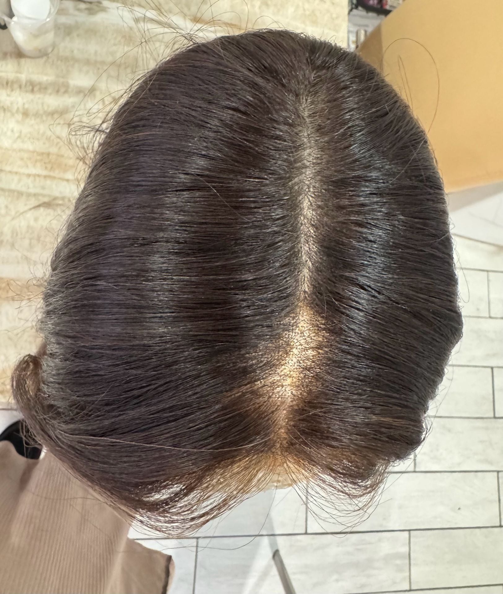 Human Hair Lace Front Wig Dark Brown Highlighted Wavy 9