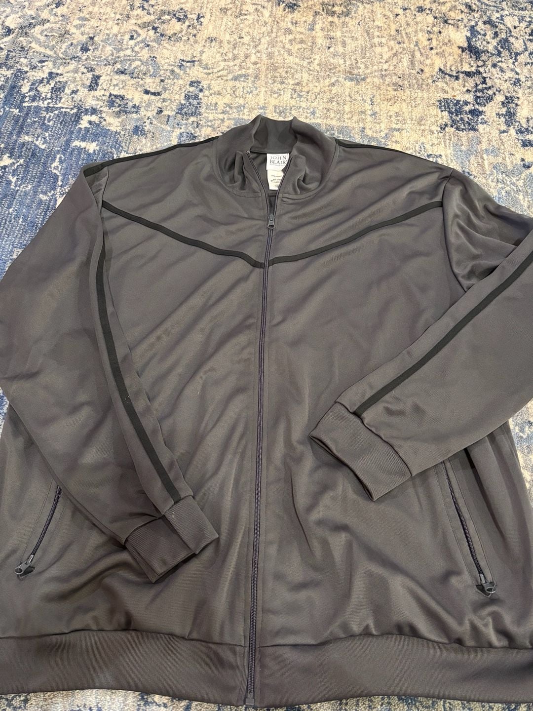 John Blair Track Jacket Size 2XL Gray Full Zip 2