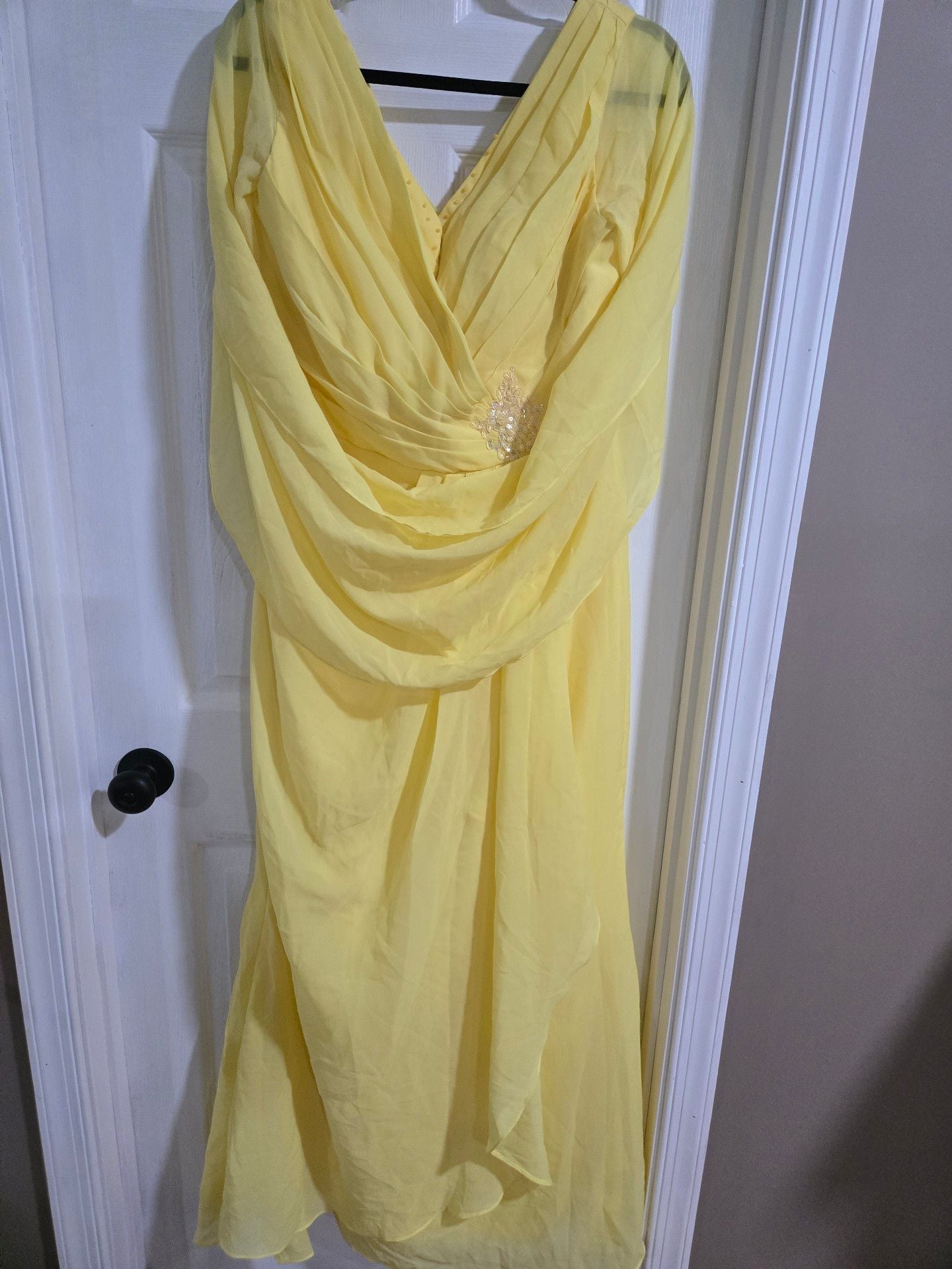 Evening Dress Yellow Chiffon Formal Gown 2