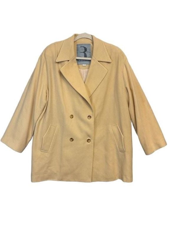 R of Renoir Wool Pea Coat Butter Yellow Double Breasted 3