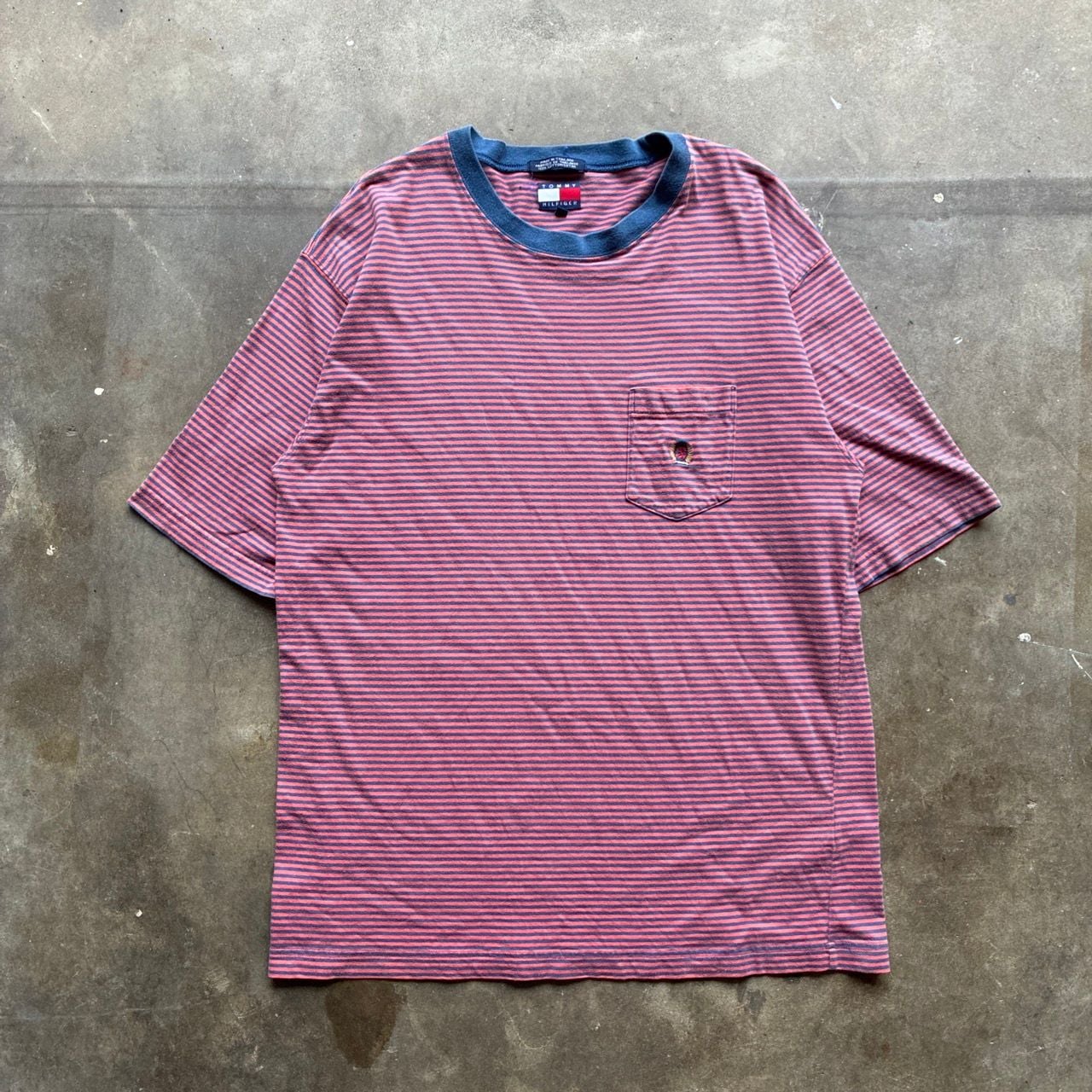 1990’s Tommy Hilfiger Sz XL Red White Blue Stripe Vintage Men's T-Shirt 2