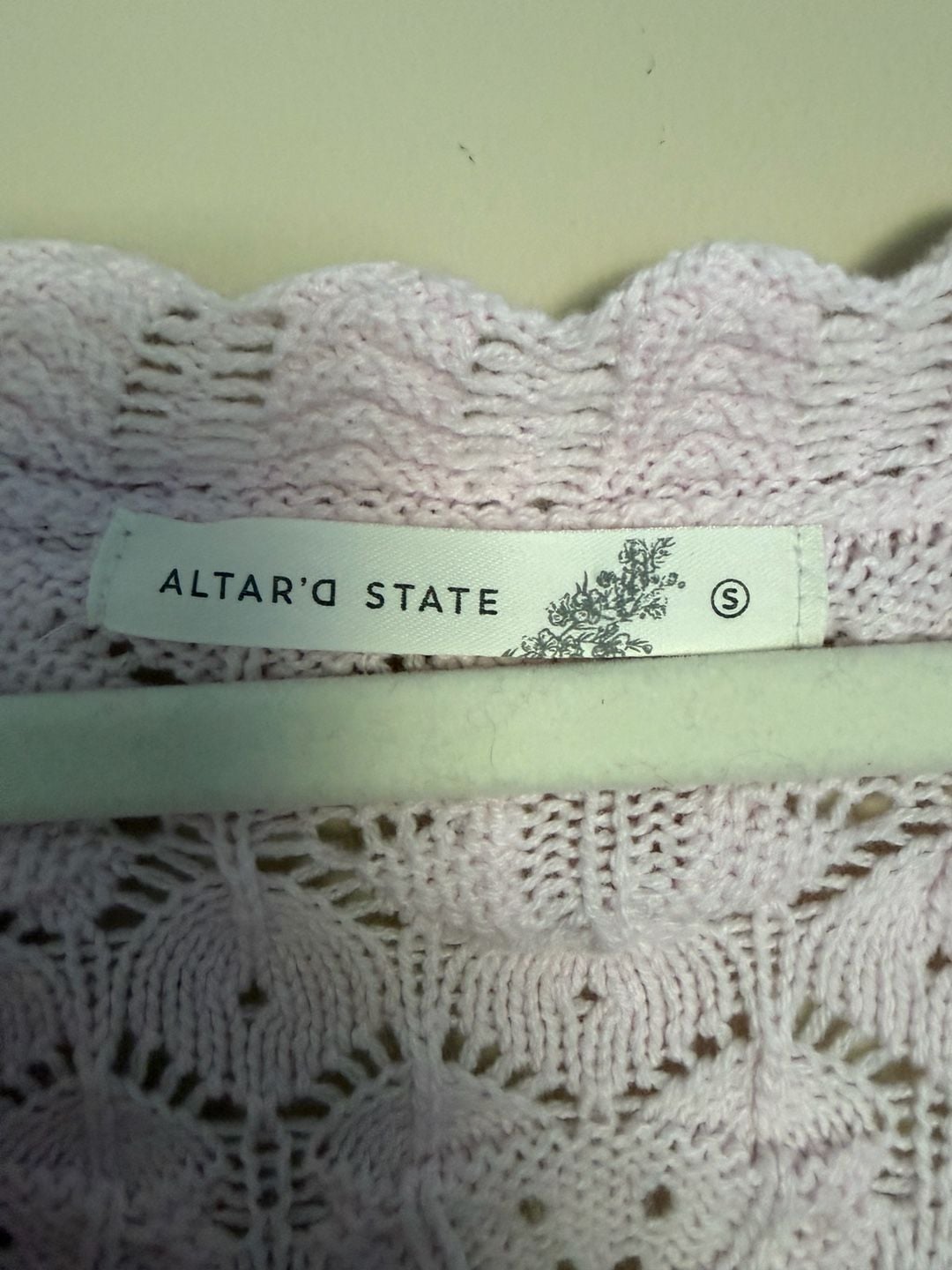 Altar'd State Cardigan Size S Pink Crochet Knit V-Neck 3