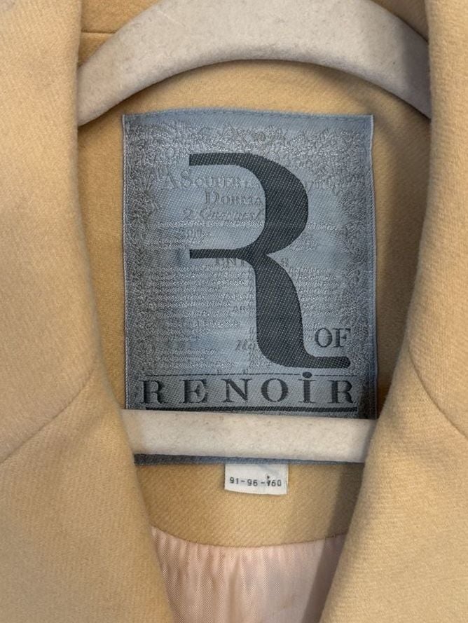 R of Renoir Wool Pea Coat Butter Yellow Double Breasted 4