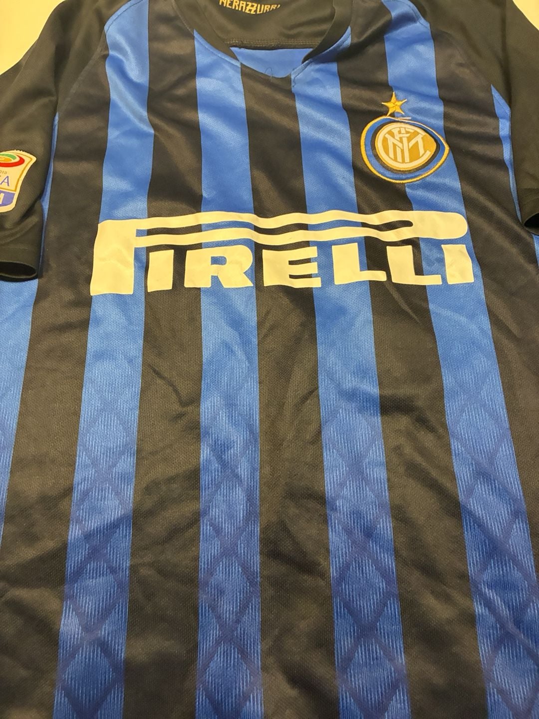 Inter Milan Soccer Jersey Size XL Blue Black Pirelli Nerazzurri 7
