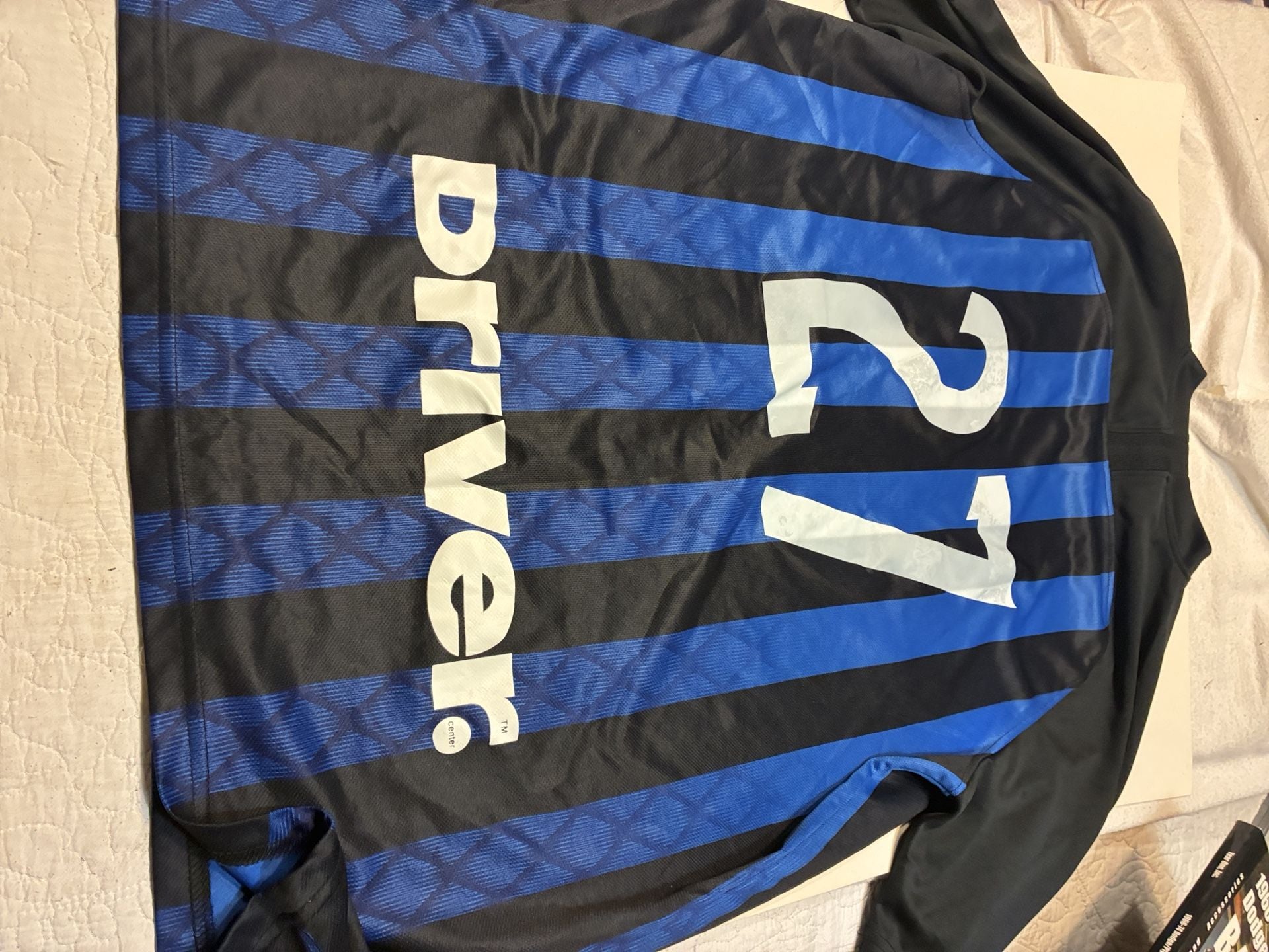 Inter Milan Soccer Jersey Size XL Blue Black Pirelli Nerazzurri 11
