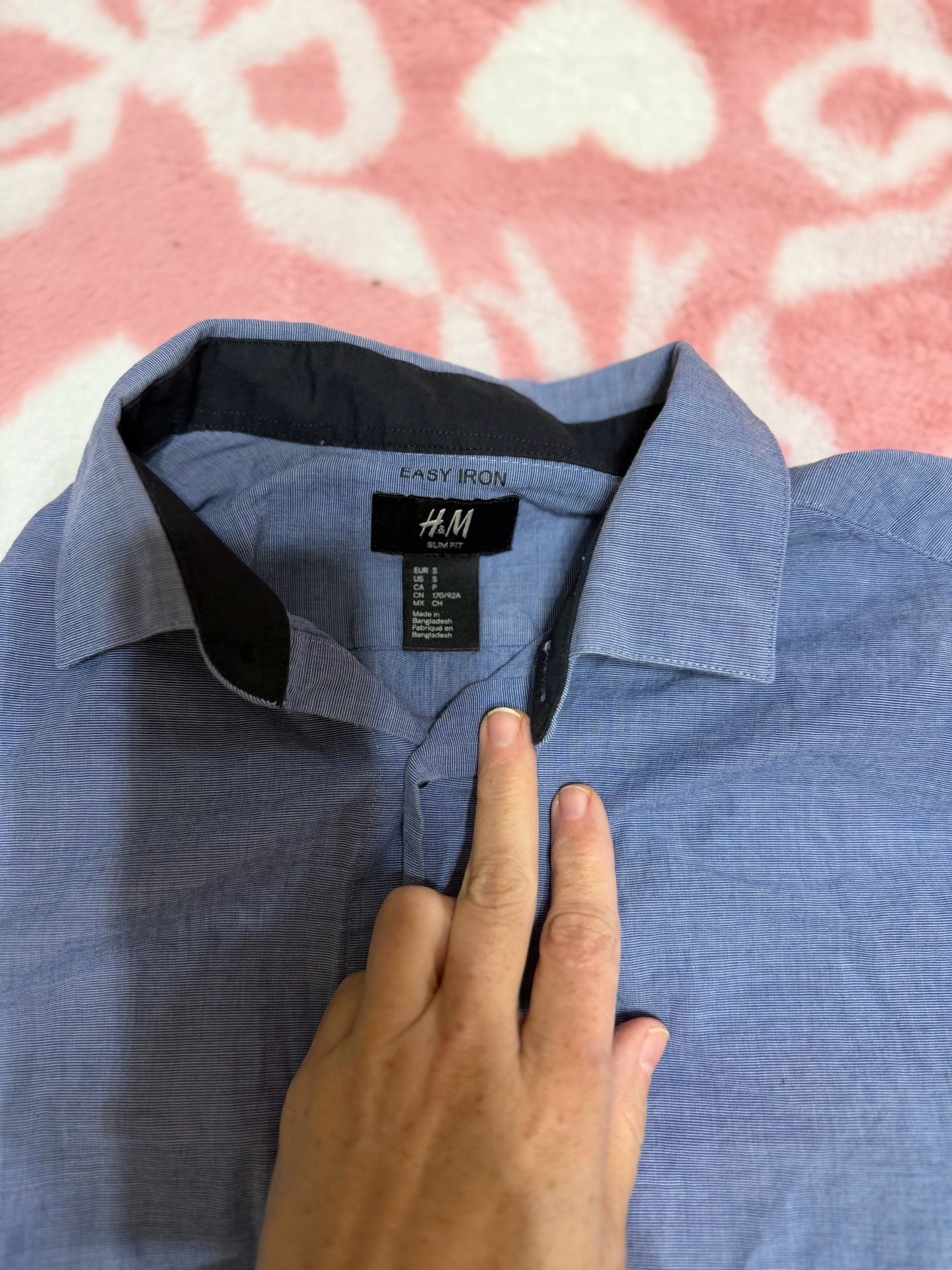 H&M Slim Fit Shirt Size S Blue Long Sleeve Easy Iron 5