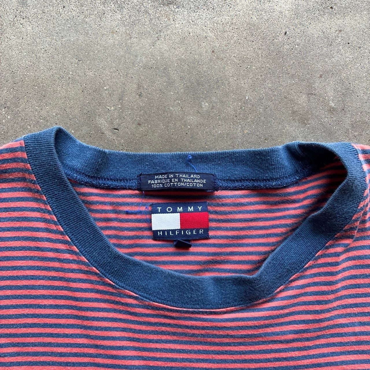 1990’s Tommy Hilfiger Sz XL Red White Blue Stripe Vintage Men's T-Shirt 4