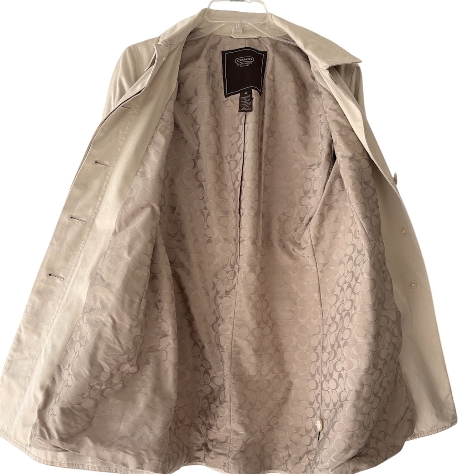 Coach Trench Coat Signature Lining Tan Size M 4